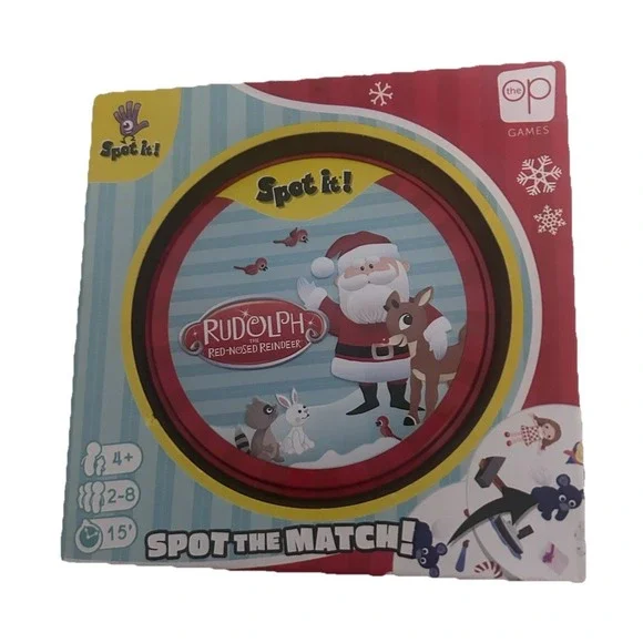 USAOPOLY Spot It! Rudolph Card Game Featuring Rudolph, Yukon Cornelius and Santa - Picture 1 of 7